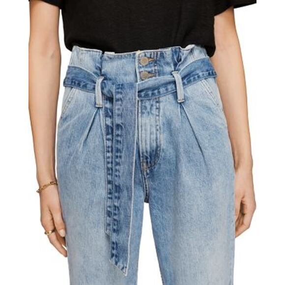 Anine Bing Jeans‎ Everly Paper Bag Waist High Rise Denim Women's Size 29 Blue - Picture 5 of 14